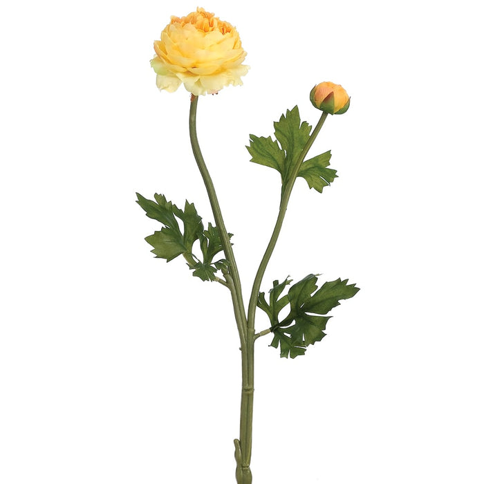 19" Silk Ranunculus Flower Spray -Yellow (pack of 12) - FSR277-YE