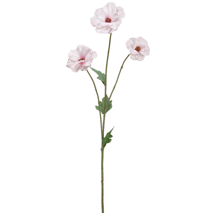 24" Ranunculus Silk Flower Stem -Cream/Pink (pack of 12) - FSR303-CR/PK