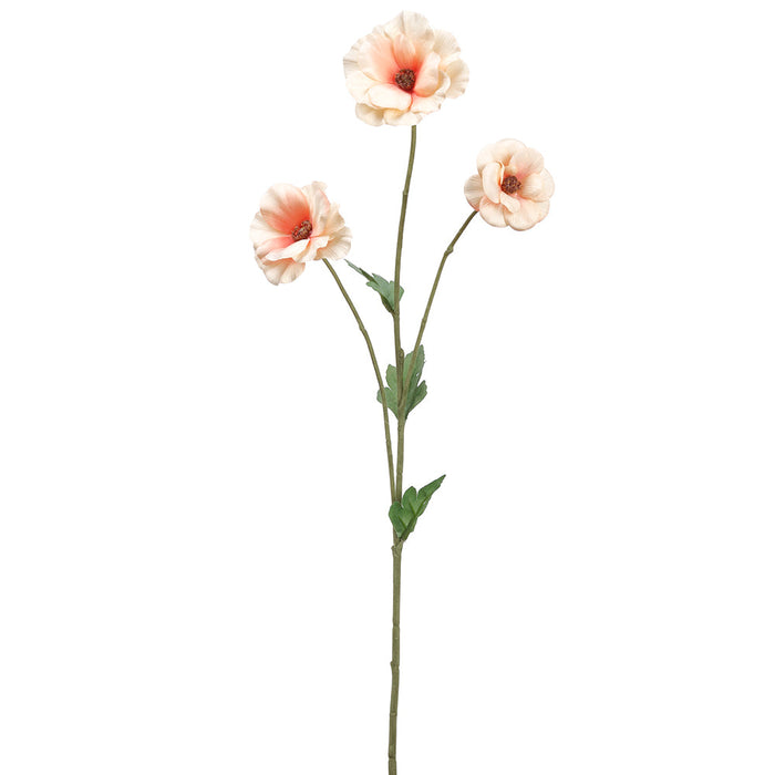 24" Ranunculus Silk Flower Stem -Peach (pack of 12) - FSR303-PE