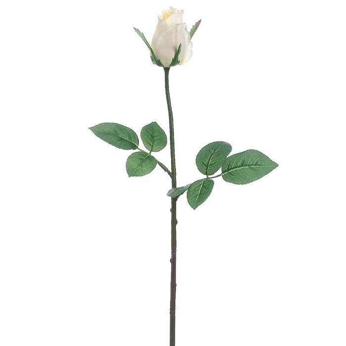 23.5" Silk Rose Bud Flower Spray -White (pack of 12) - FSR307-WH