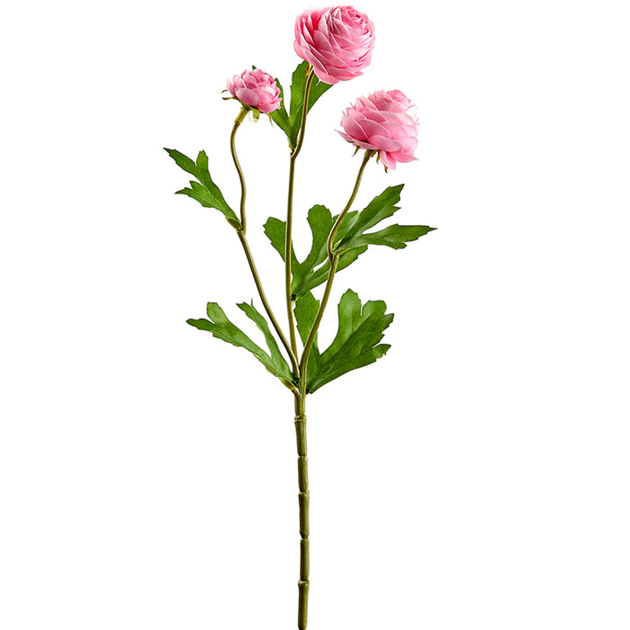 16.5" Mini Silk Ranunculus Flower Stem -Rose (pack of 12) - FSR319-RO
