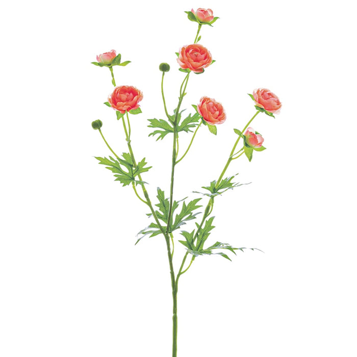22" Silk Mini Ranunculus Flower Spray -Peach (pack of 12) - FSR322-PE