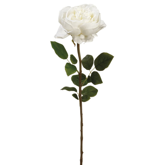 26" Silk English Rose Flower Spray -White (pack of 12) - FSR333-WH