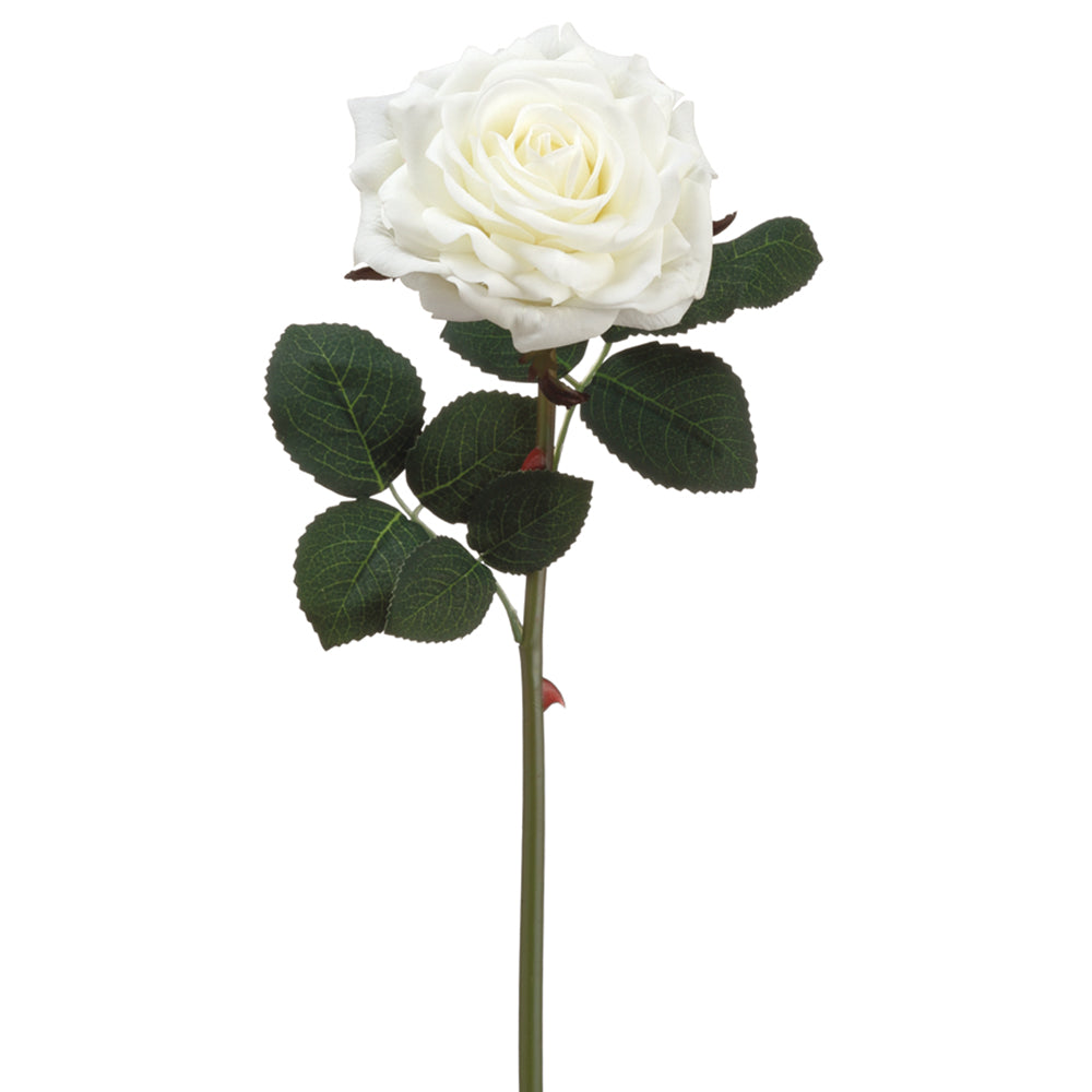 12" Silk Real Touch Rose Flower Spray White Rose Stem — Silks Are