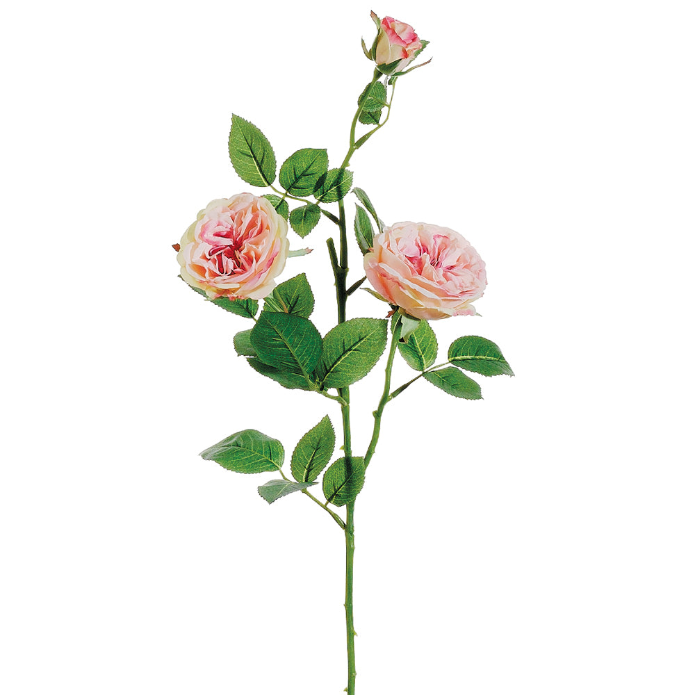 29" Silk Garden Rose Flower Spray 2 Tone Pink Rose Stem — Silks Are