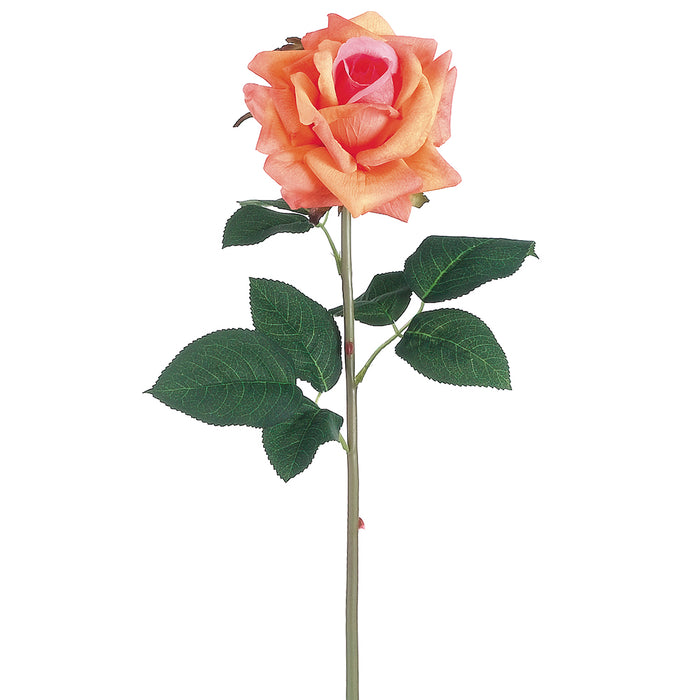 20.5" Silk Real Touch Rose Flower Spray -Peach (pack of 12) - FSR422-PE