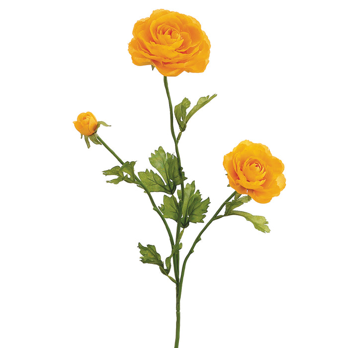 27" Silk Ranunculus Flower Spray -Yellow (pack of 12) - FSR502-YE