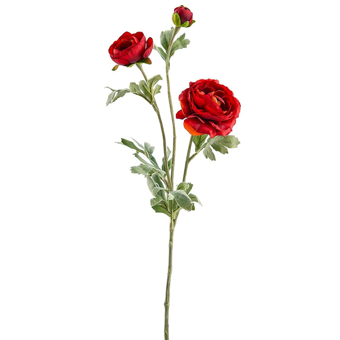 26" Silk Ranunculus Flower Stem -Flame (Pack of 12) - FSR601-FL