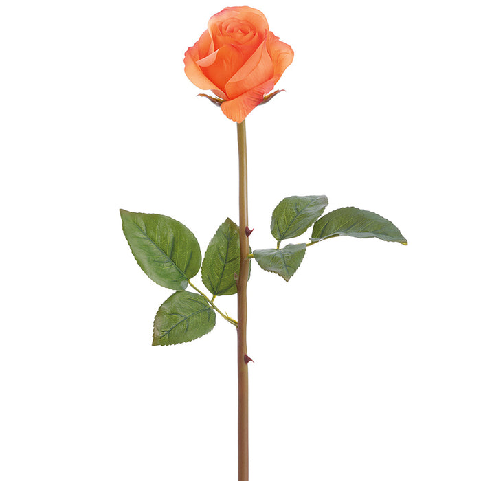 23" Real Touch Rose Bud Silk Flower Stem -Orange (Pack of 12) - FSR611-OR