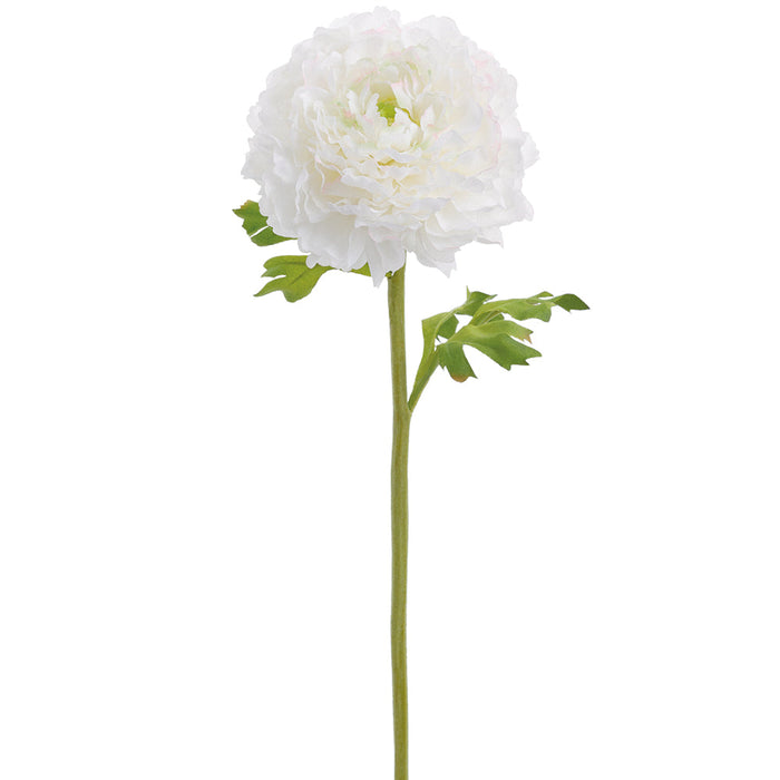 15" Real Touch Ranunculus Silk Flower Stem -White (Pack of 12) - FSR619-WH