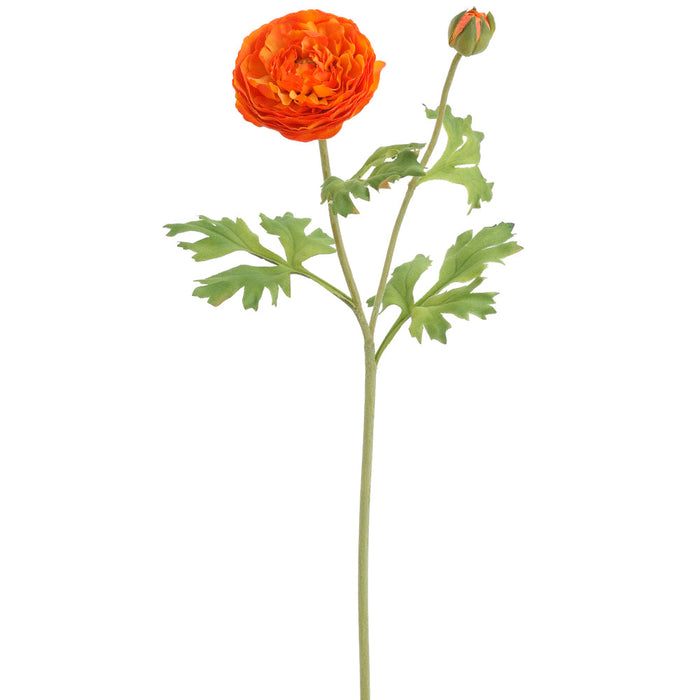 22" Real Touch Ranunculus Silk Flower Stem -Orange (Pack of 12) - FSR620-OR