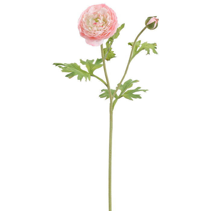 22" Real Touch Ranunculus Silk Flower Stem -Pink (Pack of 12) - FSR620-PK