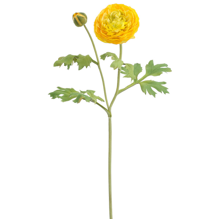 22" Real Touch Ranunculus Silk Flower Stem -Yellow (Pack of 12) - FSR620-YE