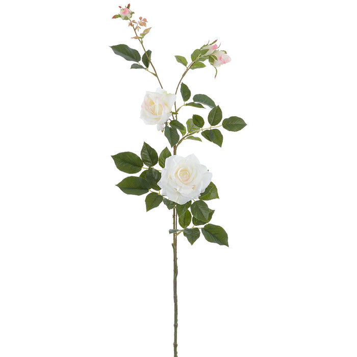 40.5" Real Touch Rose Silk Flower Stem -White/Blush (Pack of 6) - FSR630-WH/BS