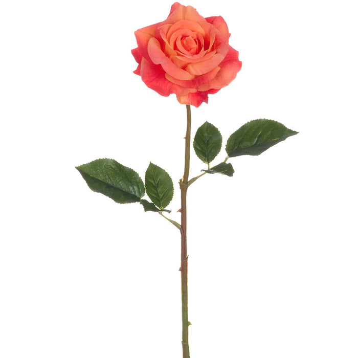 22" Real Touch Rose Silk Flower Stem -Coral (Pack of 12) - FSR635-CO