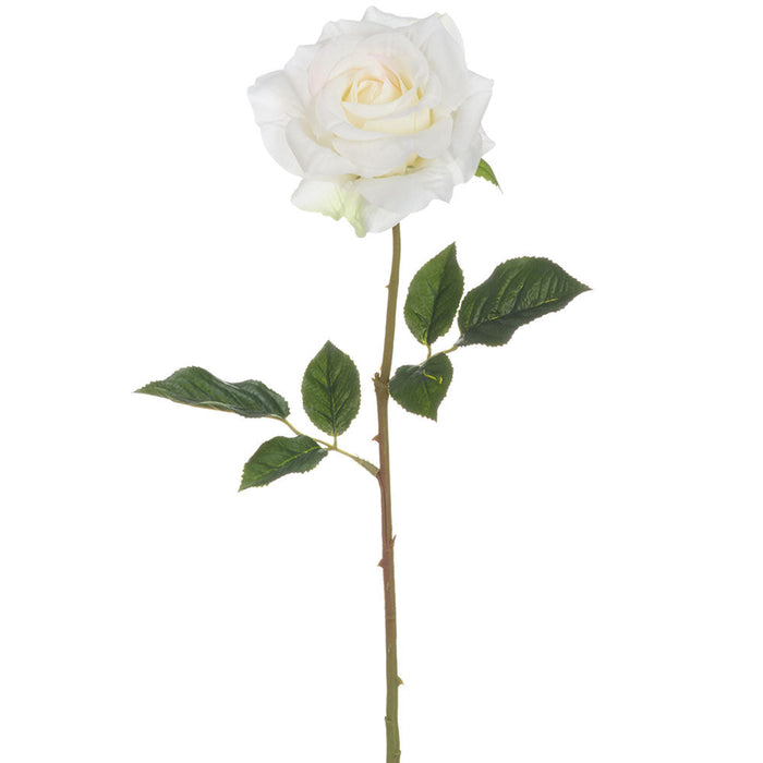 22" Real Touch Rose Silk Flower Stem -White (Pack of 12) - FSR635-WH
