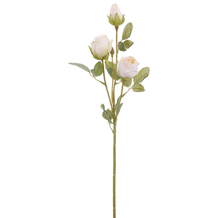 20" Dried-Look Rose Bud Silk Flower Stem -Cream (Pack of 12) - FSR695-CR