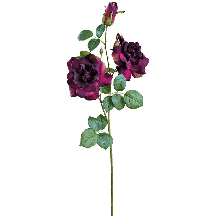 26.5" Rose Silk Flower Stem -Plum (Pack of 12) - FSR723-PL