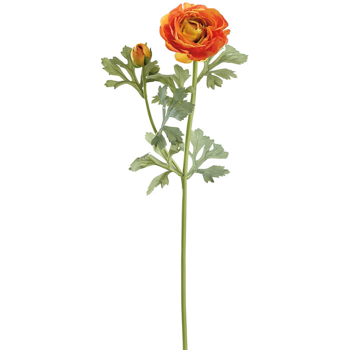 23" Ranunculus Silk Flower Stem -Orange (Pack of 12) - FSR724-OR