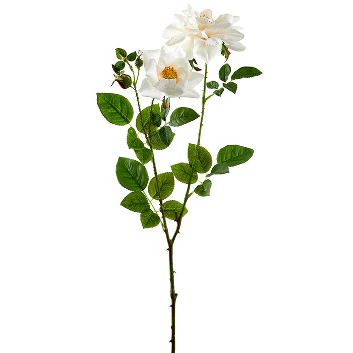35" Silk Open Rose Flower Stem -White (pack of 12) - FSR845-WH