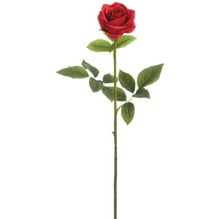 27" Real Touch Rose Silk Flower Stem -Red (Pack of 6) - FSR865-RE