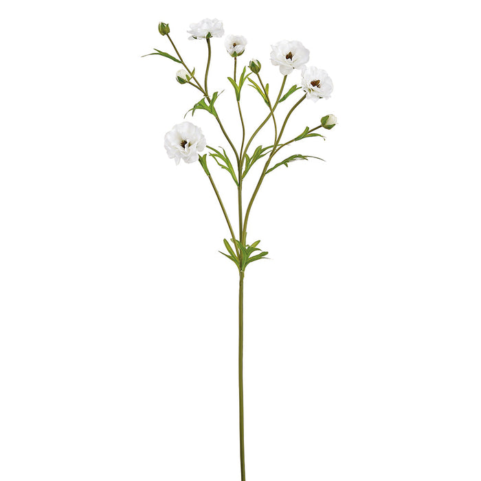 28" Real Touch Ranunculus Silk Flower Stem -White (Pack of 12) - FSR915-WH