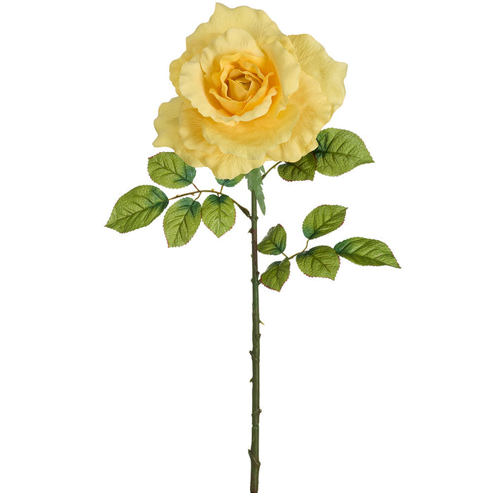 45" Rose Silk Flower Stem -Yellow (Pack of 6) - FSR920-YE