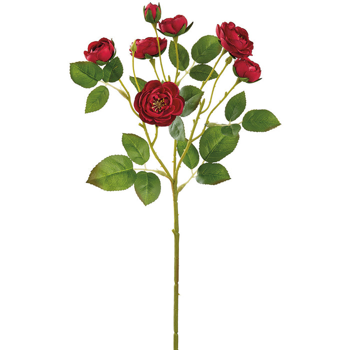 18.5" Mini Rose Silk Flower Stem -Red (Pack of 24) - FSR938-RE