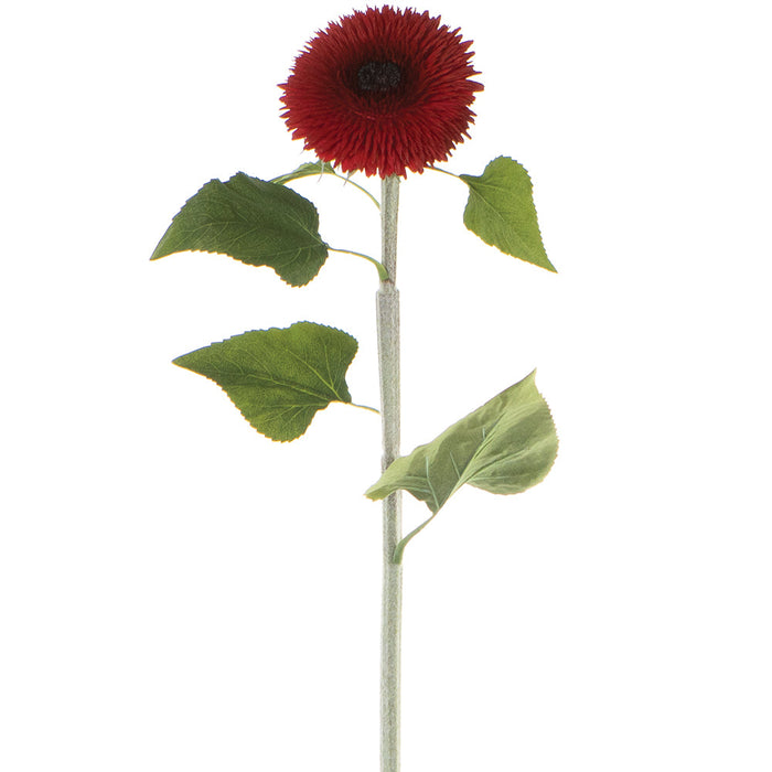 39.5" Real Touch Teddy Bear Sunflower Silk Flower Stem -Red (pack of 6) - FSS007-RE