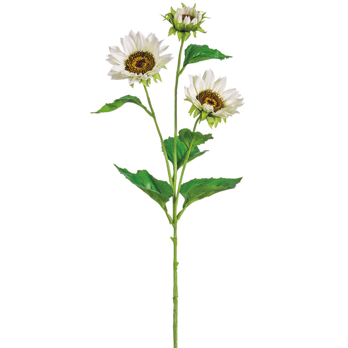 26" Silk Sunflower Flower Stem -White (pack of 12) - FSS015-WH