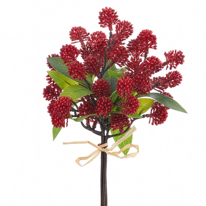 11" PE Soft-Touch Sedum & Greenery Artificial Small Stem Bundle -Red (Pack of 12) - FSS025-RE