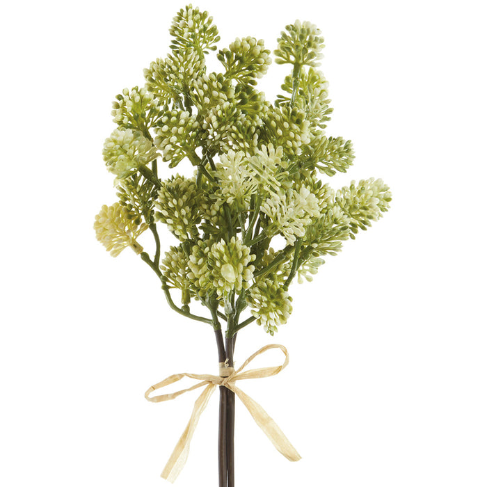 11" PE Soft-Touch Sedum Artificial Stem Bundle -Cream/Green (Pack of 12) - FSS034-CR/GR