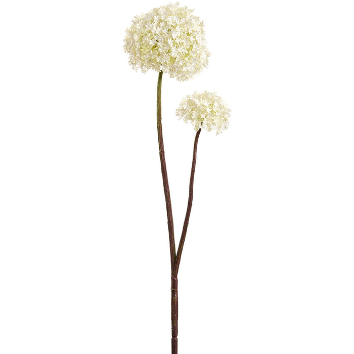 32" Snowball Silk Flower Stem -Cream (pack of 12) - FSS039-CR