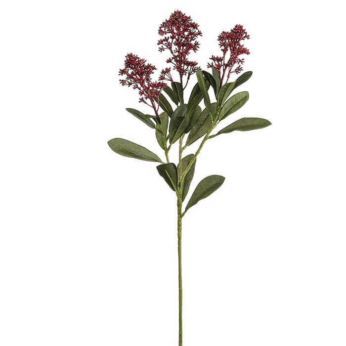 26" Skimmia Artificial Flower Stem -Burgundy (Pack of 12) - FSS063-BU