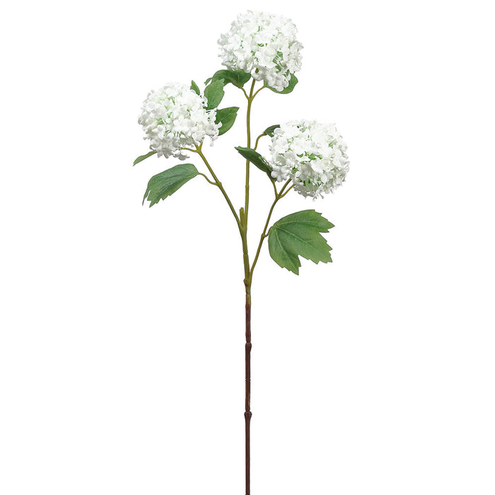 32" Silk Snowball Flower Stem -Cream (pack of 12) - FSS100-CR
