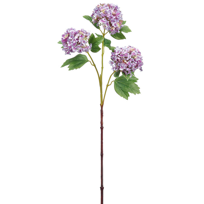 32" Silk Snowball Flower Stem -Purple/Green (pack of 12) - FSS100-PU/GR