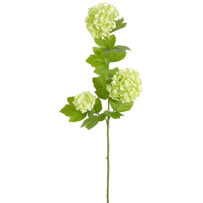 24" Snowball Silk Flower Stem -Light Green (Pack of 12) - FSS119-GR/LT