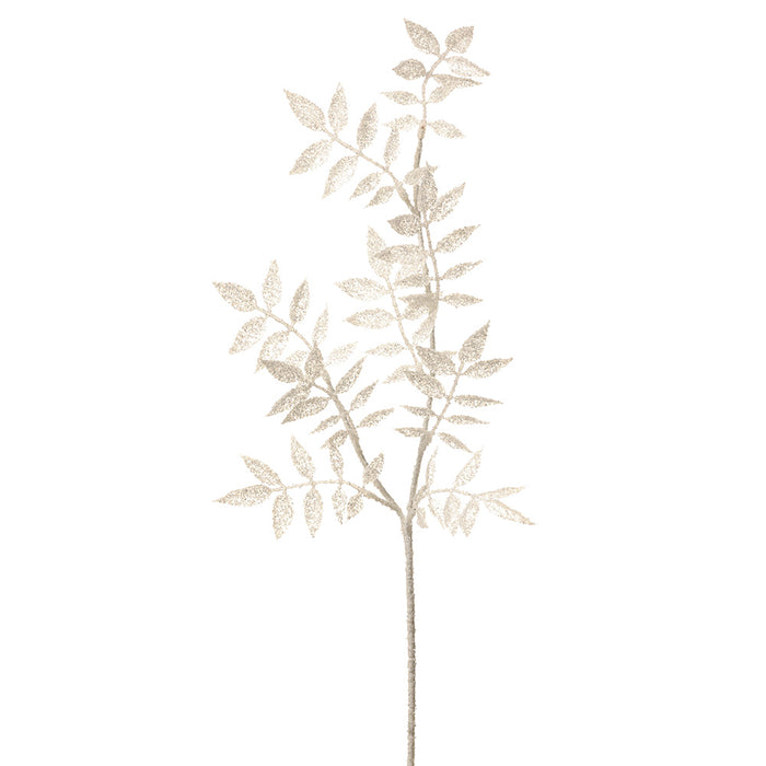 27" Glittered Artificial Smilax Leaf Stem -White (pack of 12) - FSS176-WH