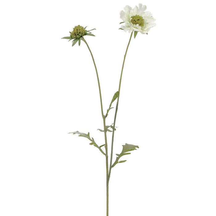 28" Scabiosa Silk Flower Stem -White (Pack of 12) - FSS227-WH