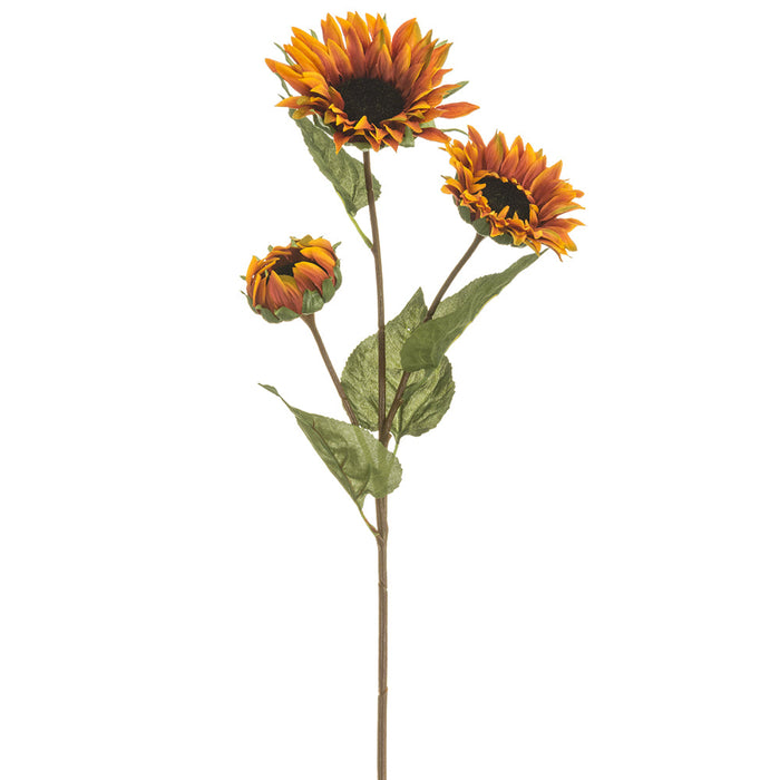32" Silk Sunflower Flower Stem -Flame (Pack of 12) - FSS285-FL