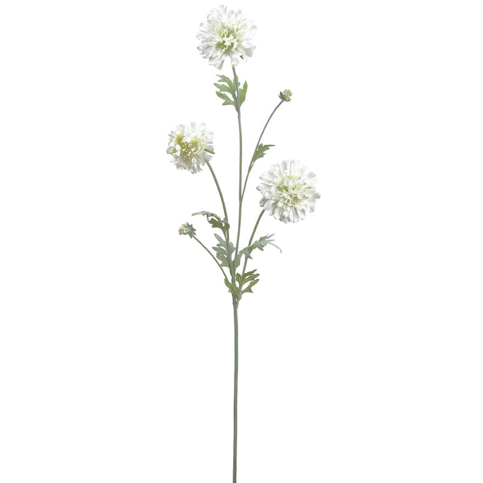 30.5" Scabiosa Silk Flower Stem -Cream (pack of 12) - FSS471-CR
