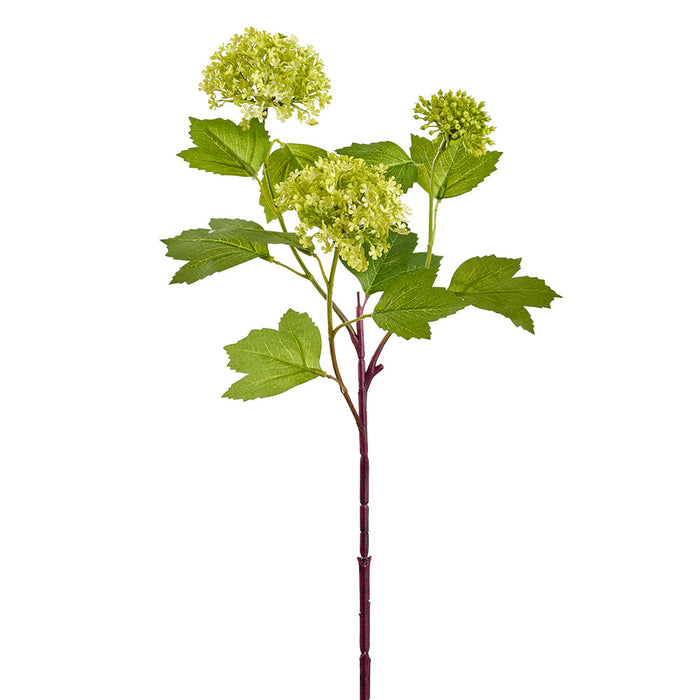 24" Snowball Faux Flower Stem -Green (Pack of 12) - FSS558-GR