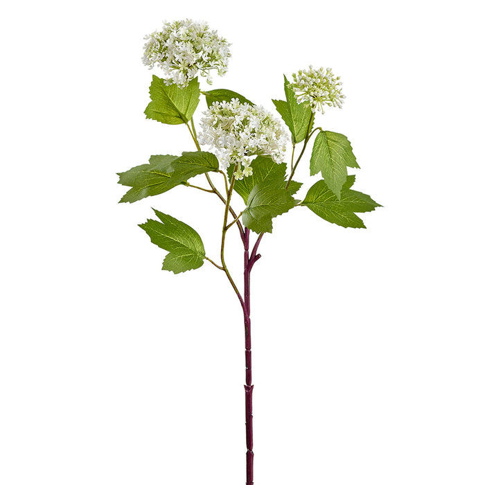 24" Snowball Faux Flower Stem -White (Pack of 12) - FSS558-WH