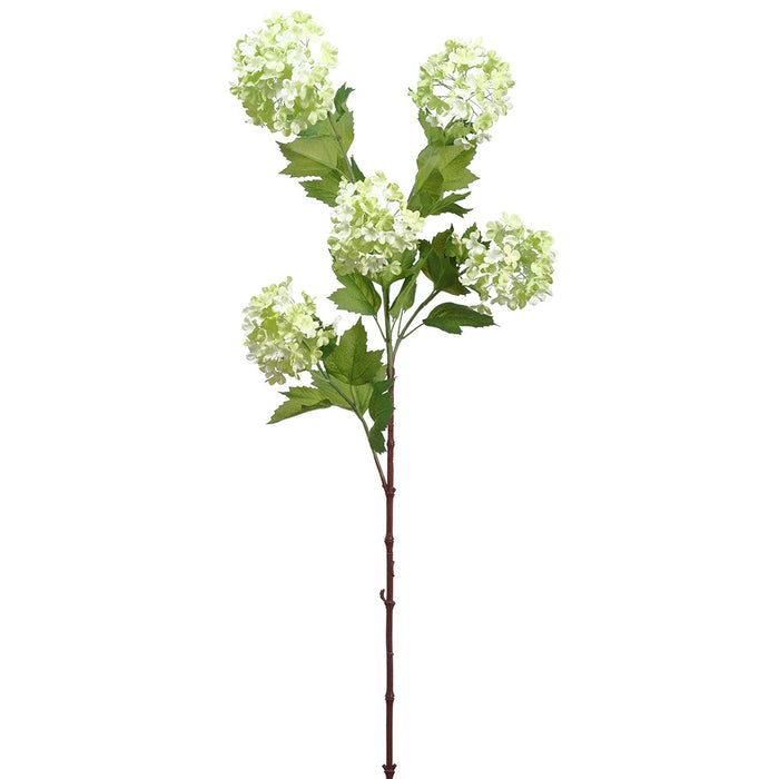 34" Silk Snowball Flower Stem -Green (pack of 12) - FSS578-GR