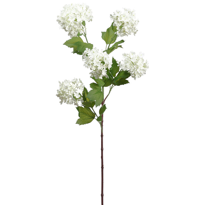 34" Silk Snowball Flower Stem -White (pack of 12) - FSS578-WH
