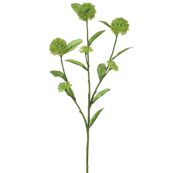 26" Silk Snowball Flower Stem -Green (pack of 12) - FSS632-GR