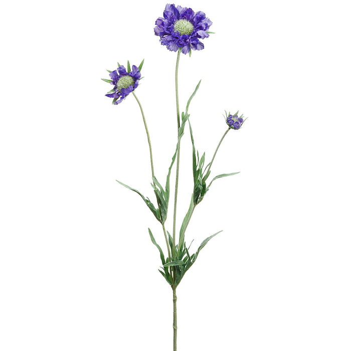 25.25" Silk Scabiosa Flower Stem -Purple/Blue (pack of 12) - FSS728-PU/BL