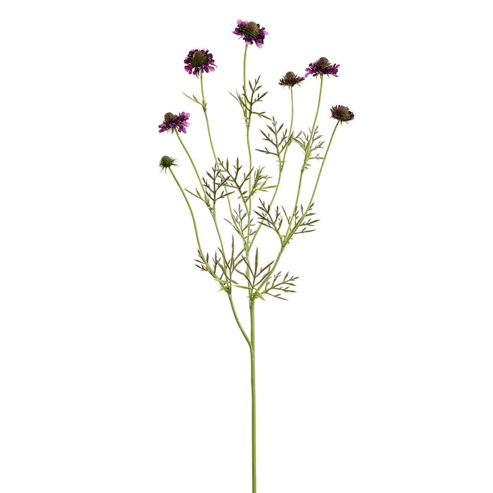 35" Scabiosa Silk Flower Stem -Plum (Pack of 12) - FSS795-PL
