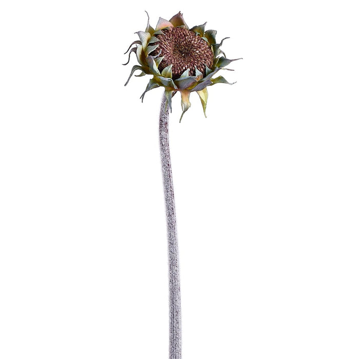 23" Artificial Sunflower Flower Bud Stem -Brown/Green (pack of 12) - FSS823-BR/GR