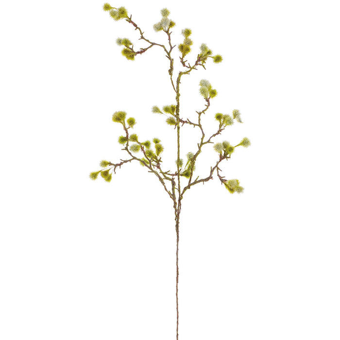 35" Globe Thistle Artificial Flower Stem -Green/Cream (Pack of 12) - FST008-GR/CR